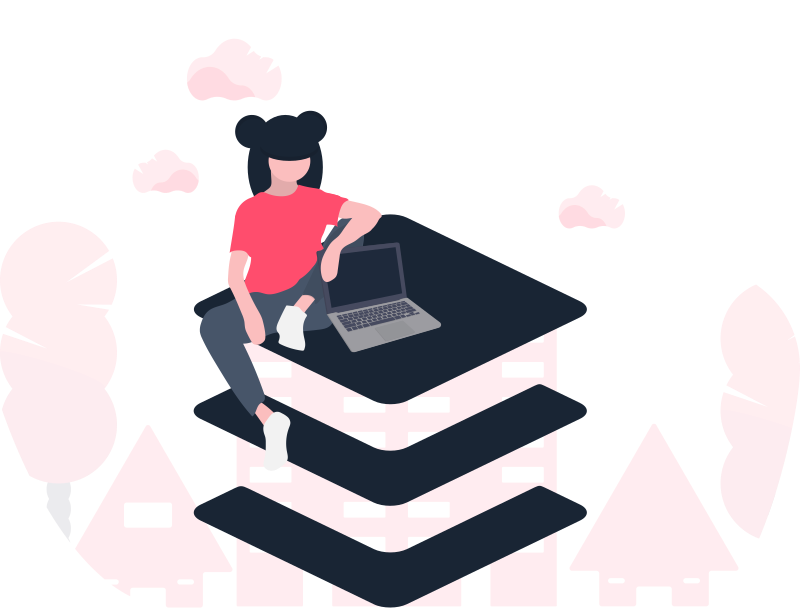 ノートPCを開いて学ぶ受講生のイラスト